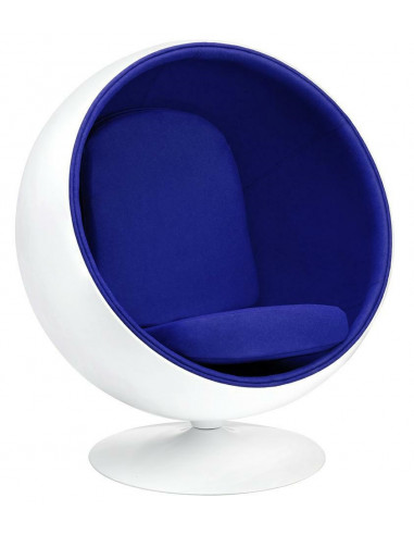 Fotel BALL biało-niebieski - włókno szklane, wełna