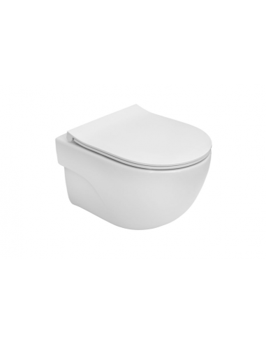 Miska WC podwieszana Rimless z deską wolnoopadającą slim ROCA MERIDIAN COMPACTO biała A34H242000
