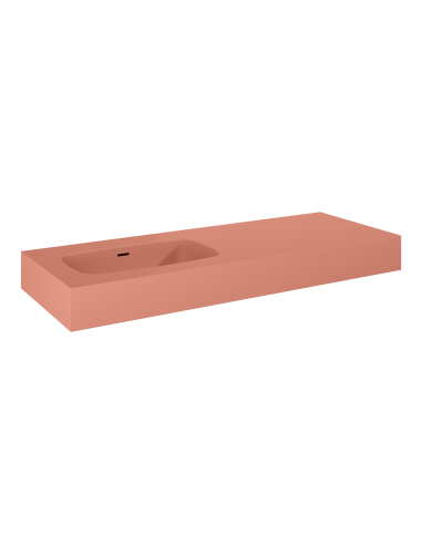 Umywalka ścienna 121x12x46 cm ELITA DIMPLE 120 z lewej terra pink matt 168875