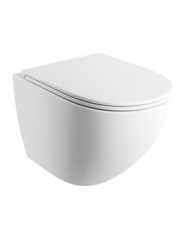 Bezkołnierzowa miska toaletowa Omnires Ottawa Comfort wisząca  z deską wolnoopadającą, 54 x 37 cm biały matt OTTAWACMWBM