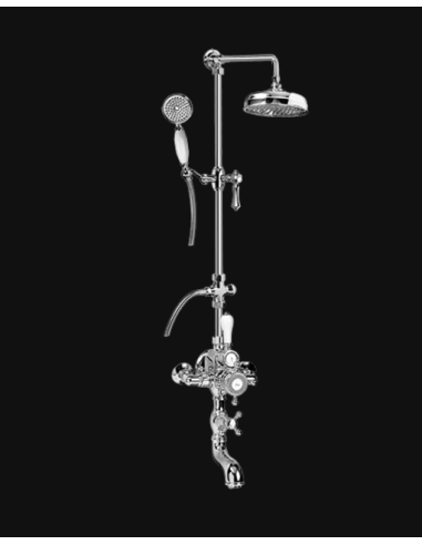 Termostatyczny system prysznicowy Graff Adley z wylewką wannową, słuchawką prysznicową i deszczownicą chrom ED4.01-LM15S-PC