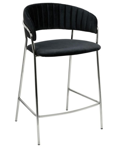 Krzesło barowe MARGO 65 czarny - welur, podstawa chromowana