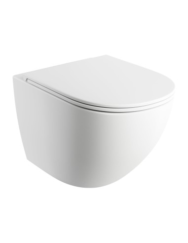 Miska wisząca WC bezrantowa 49x37 cm + deska wolnoopadająca OMNIRES OTTAWA biały mat OTTAWAMWBM