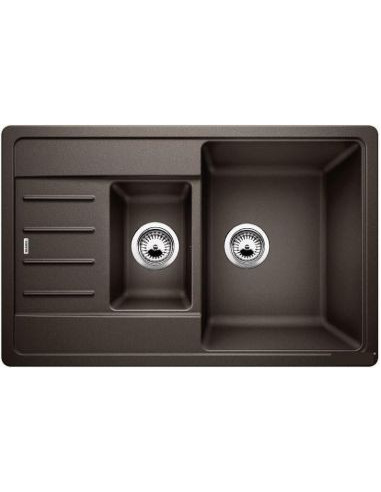 Zlewozmywak kuchenny, wpuszczany, jednokomorowy BLANCO IDENTO 45S odwracalny 800x510 mm korek automatyczny, czarny 522121